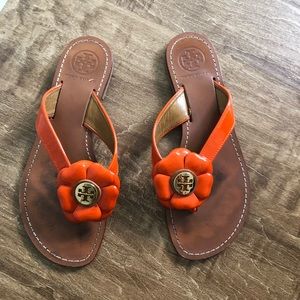 Tory Burch Orange Flower Sandals